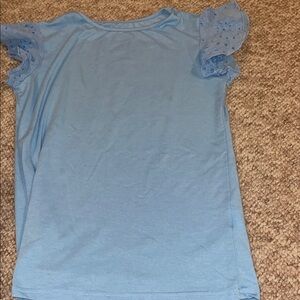 Girls Light Blue Eyelet Sleeve Top